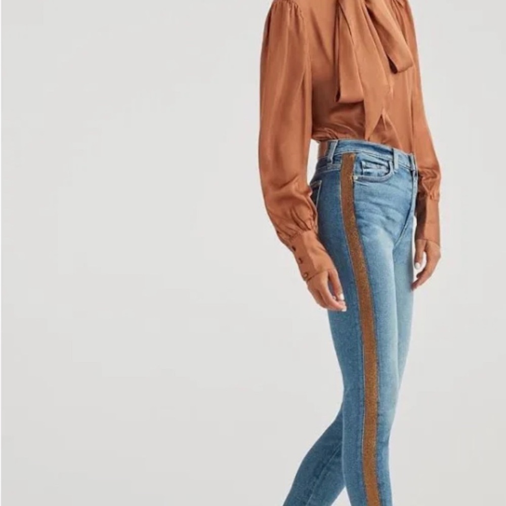 7For all Mankind skinny with lurex stripe jeans new with tag size 27
